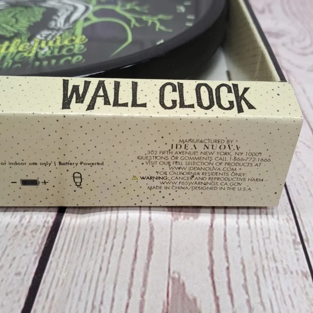 Warner Brothers Beetlejuice 2024 Wall Clock Black Green Graphics Battery Powered
